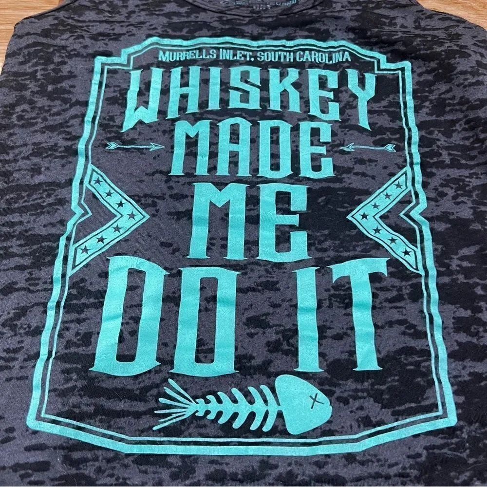 Whiskey Made Me Do It Murrells Inlet Racerback Tank Top Women’s Small - Picture 2 of 3